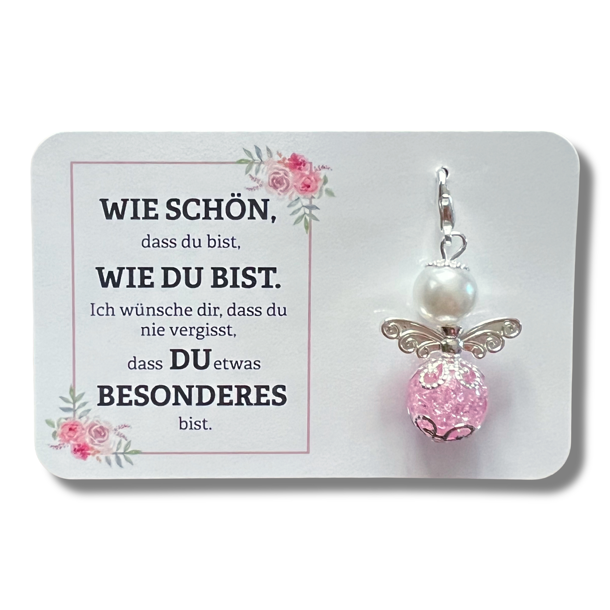 Kärtchen mit Schutzengel Wie schön – rosa
