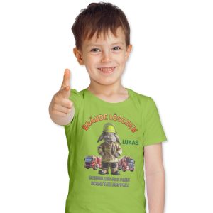Kinder T-Shirt „Brände löschen“ Hellgrün